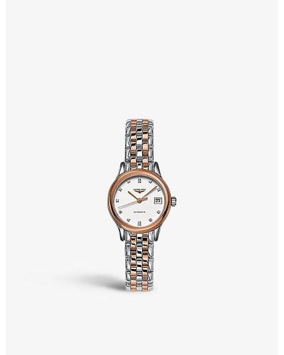 Longines L4.274.3.99.7 Flagship 18ct Rose-gold, Stainless Steel And 0.034ct Diamond Automatic Watch - White