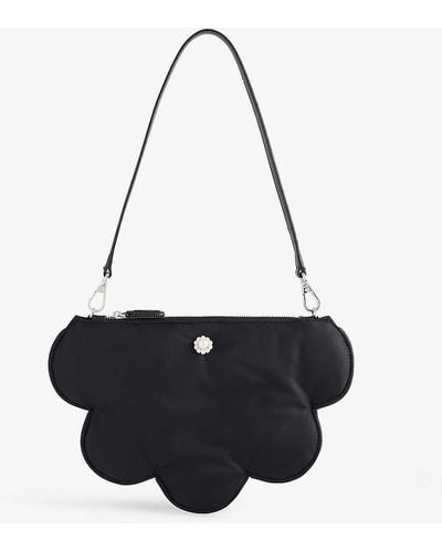Simone Rocha Daisy Pearl-embellished Satin Shoulder Bag - Black