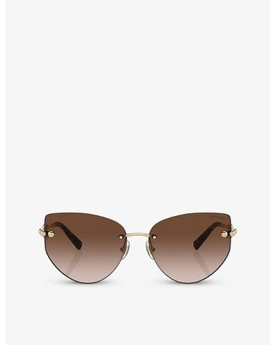 Tiffany & Co. Tf3096 Butterfly-frame Metal Sunglasses - Brown