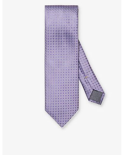 Eton Patterned Silk Tie - Purple