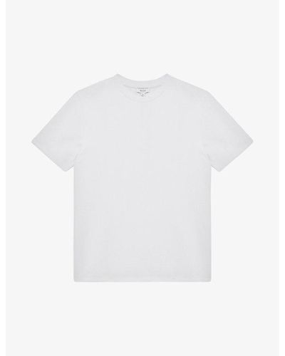 Reiss Cooper Honeycomb-texture Cotton-blend T-shirt - White