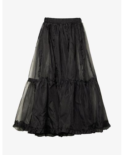 Tanner Fletcher Phyllis Semi-sheer Silk Midi Skirt - Black