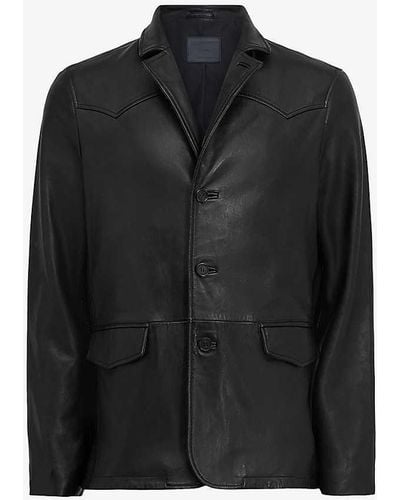 AllSaints Hunter Regular-fit Leather Blazer X - Black
