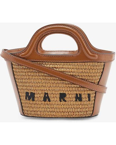 Marni Tropicalia Micro Straw Cross-body Bag - Brown