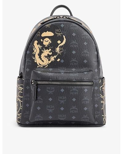 MCM X A Bathing Ape Stark Faux-leather Backpack - Grey