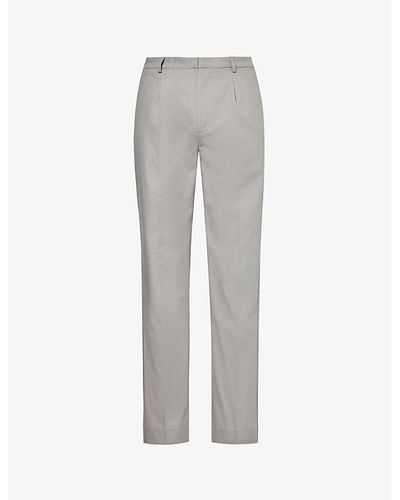 PAIGE Shultz Straight-leg Mid-rise Cotton-blend Pants - Gray