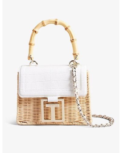 Ted Baker Jaylisa Faux-leather And Rattan Cross-body Bag - White