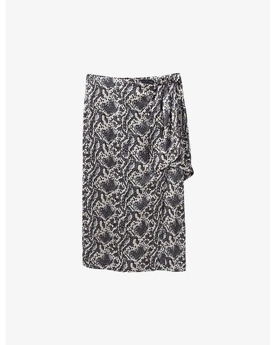IKKS Printed High-rise Woven Midi Skirt - Gray
