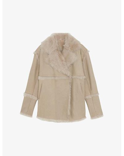 IRO Vernon Reversible Raw-edge Shearling And Leather Jacket - Natural