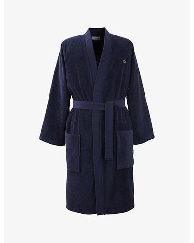 Lacoste L Defile Organic-cotton Bathrobe - Blue