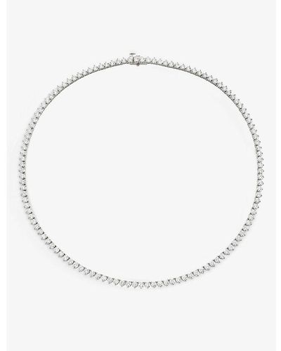 Vrai 14ct White Gold And 12.2ct Brilliant-cut Lab-grown Diamond Tennis Necklace