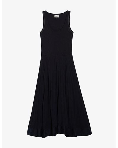 Claudie Pierlot Tradi Pleated Skirt Stretch-cotton Dress - Black