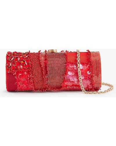 Cult Gaia Piper Embellished Clutch Bag - Red