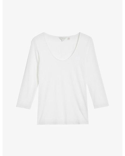 Ted Baker Carsha Logo-embroidered Stretch-woven Top - White
