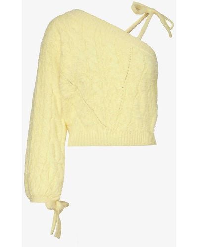 House Of Sunny Capulet Asymmetric-neck Cotton-blend Knitted Top - Yellow