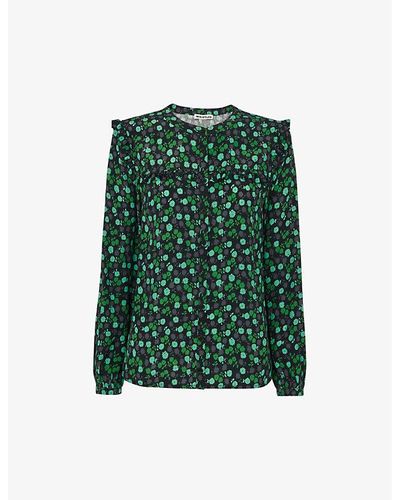Whistles Sustainable Edit Winter Ditsy Floral-print Woven Top - Green