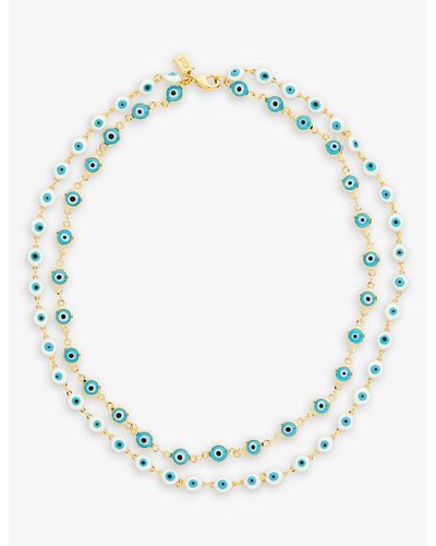 Crystal Haze Jewelry Nazar Evil Eye 18ct Yellow Gold-plated Brass Necklace - Blue