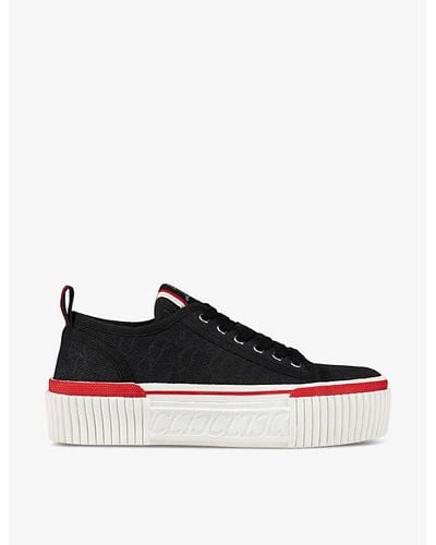 Christian Louboutin Super Pedro Brand-embellished Woven Low-top Trainers - Multicolour