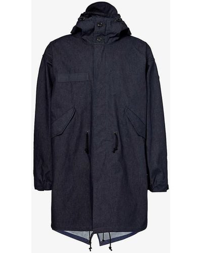 Junya Watanabe Man X Cp Company goggle-hood Cotton Coat - Blue