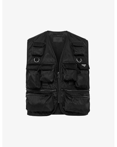 Prada Logo-print Quilted-pattern Re-nylon Vest X - Black