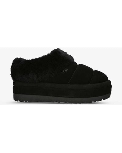 UGG Tazzlita Logo-embroidered Suede And Shearling Ankle Boots - Black
