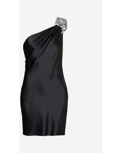 Stella McCartney Falabella Chain-embellished Satin Mini Dress - Black