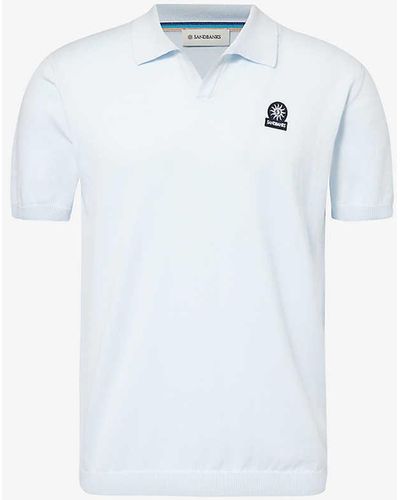 Sandbanks Brand-badge Organic-cotton Knitted Polo Shirt - White