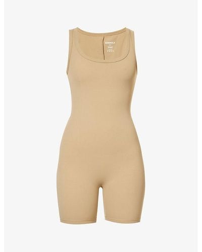 ADANOLA Ultimate Scoop-neck Stretch-woven Playsuit X - Natural
