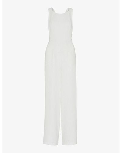 Whistles Thelma Wide-leg Woven Wedding Jumpsuit - White