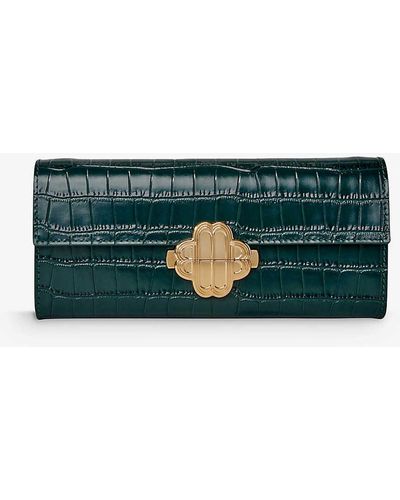Maje Crocodile-embossed Leather Clutch Bag - Green
