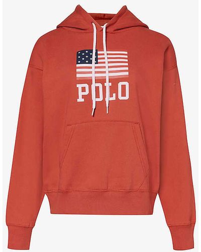 Polo Ralph Lauren America Flag-print Cotton-blend Jersey Sweatshirt - Red