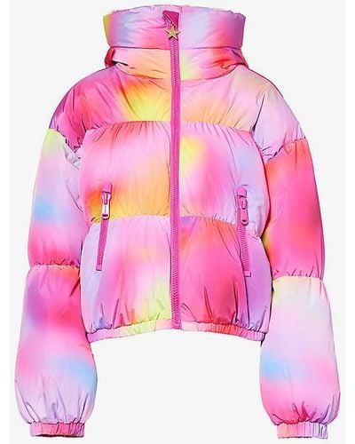 Goldbergh Lumina Abstract-pattern Recycled-polyester-down Jacket - Pink