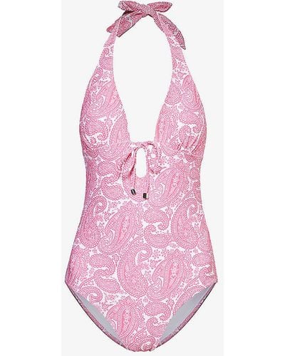 Heidi Klein Ischia Paisley-print Stretch-recycled Polyamide Swimsuit X - Pink
