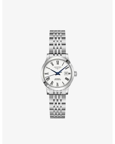 Longines L23200876 Record Stainless-steel, 0.439ct Diamond And Mother-of-pearl Automatic Watch - White