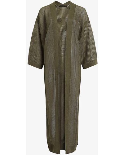 AllSaints Misha Long-sleeve Relaxed-fit Knitted Kimono - Green