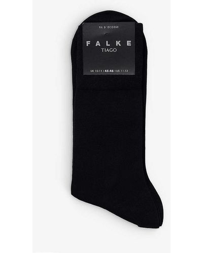 FALKE Tiago Ribbed-edge Cotton-blend Socks - Black