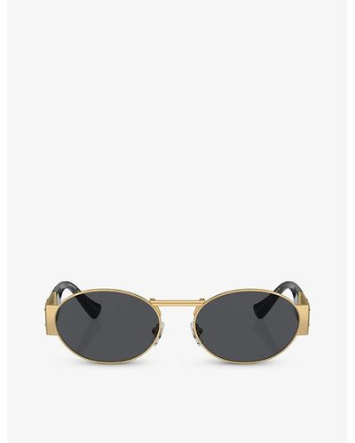 Versace Ve2264 Oval-frame Metal Sunglasses - Black