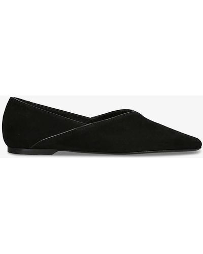 Totême Everyday Suede And Patent-leather Flats - Black