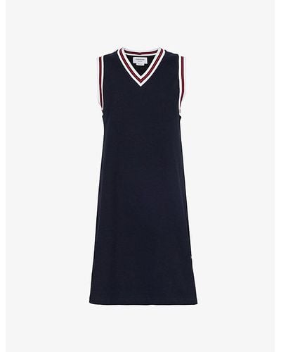 Thom Browne Tennis Brand-appliqué Cotton Mini Dress - Blue
