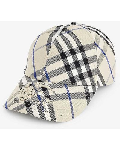 Burberry Checked Brand-embroidered Cotton-blend Cap - Multicolour