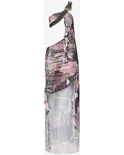 Jaded London Asymmetrical Cut-out Stretch-woven Maxi Dress - White