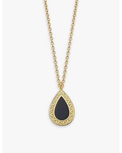 Astley Clarke Polaris Pear 18ct Yellow Gold-plated Vermeil Sterling-silver And Black Onyx Locket Necklace - Metallic