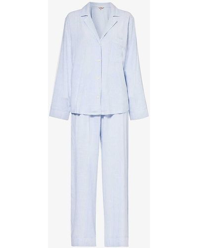 Eberjey Nautico Striped Cotton-blend Pyjamas - Blue