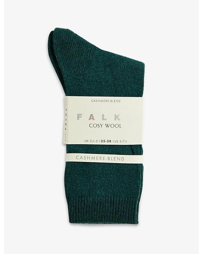FALKE Ribbed Ankle-rise Woven Socks - Green