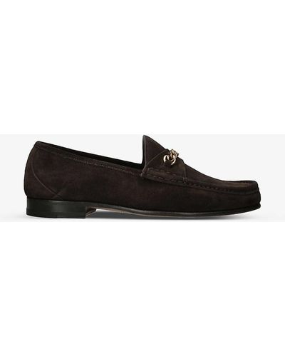 Tom Ford York Chain-embellished Suede Loafers - Black