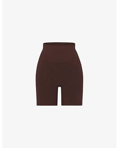 Skims The Smoothing Double-waistband Stretch-woven Shorts X - Brown