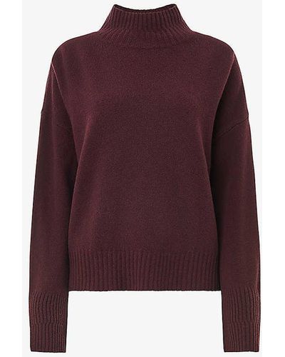 Whistles Double-trim Funnel-neck Wool Jumper - Red