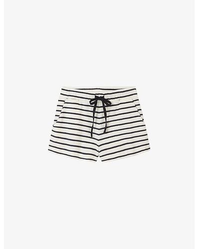The White Company Striped Towelling-textured Organic-cotton Shorts - White