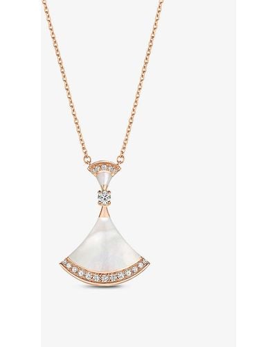 BVLGARI Diva's Dream 18ct , 0.28ct Round-cut Pavé Diamonds And Mother-of-pearl Necklace - White