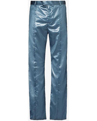 Martine Rose Darted Straight-leg Shell Trousers - Blue